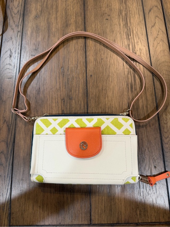 Spartina 449 Handbags - Spartina 449 Cream, Orange & Lime Crossbody Wallet like new